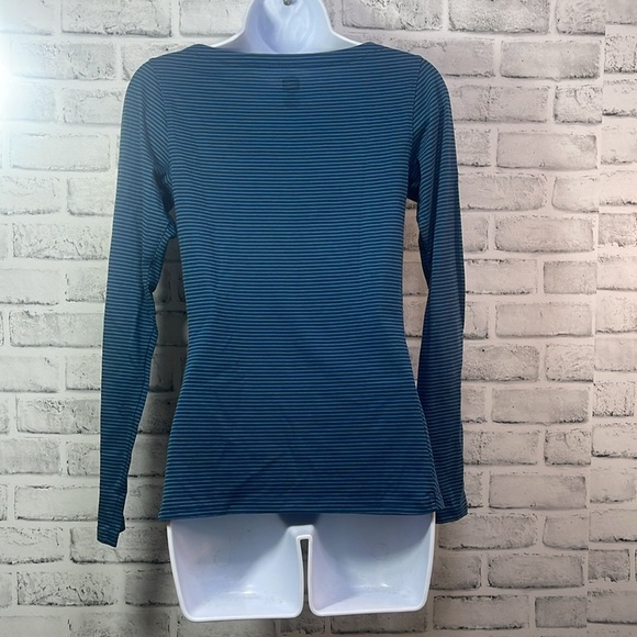 REI Slouching Neckline Zipper Pocket Stripe Top Small - Picture 2 of 8